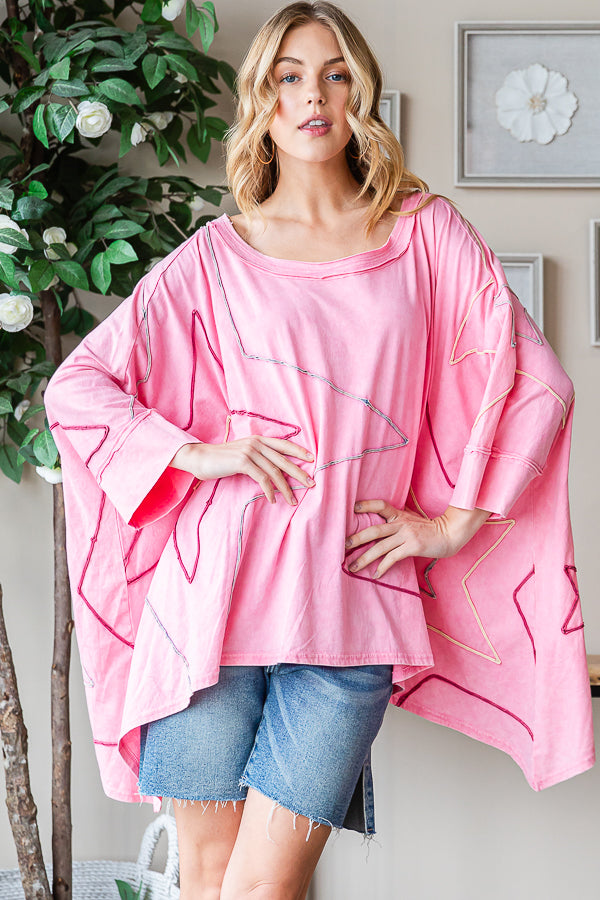 BIG STAR DETAIL SHARKBITE HEM OVERSIZED TEE