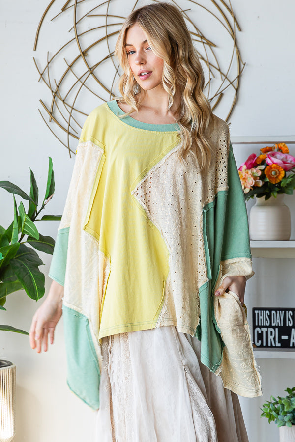 WASHED MULTICOLOR ZIGZAG OVERSIZED TOP