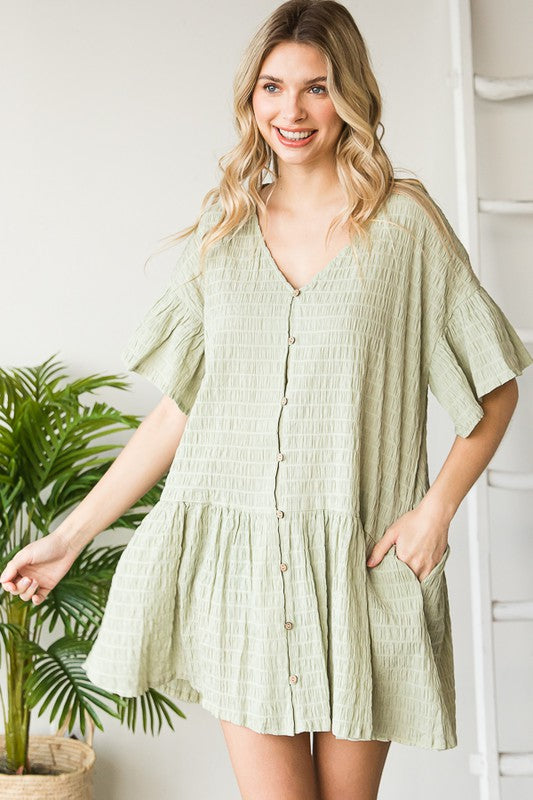 DROP SHOULDER BUTTON DOWN FLUTTER TOP