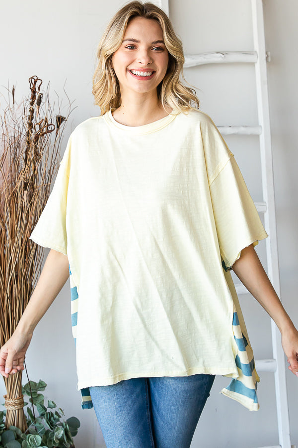 DROP SHOULDER CONTRAST DETAIL OVERSIZED TEE