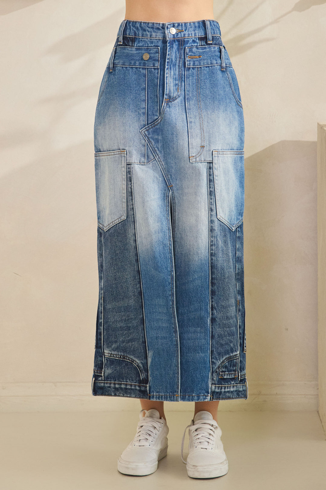 WASHED UPCYCLED DENIM SKIRTS