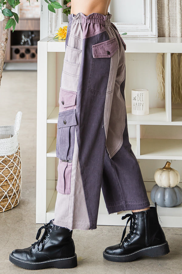 COLORBLOCK MULTI POCKET CARGO PANTS