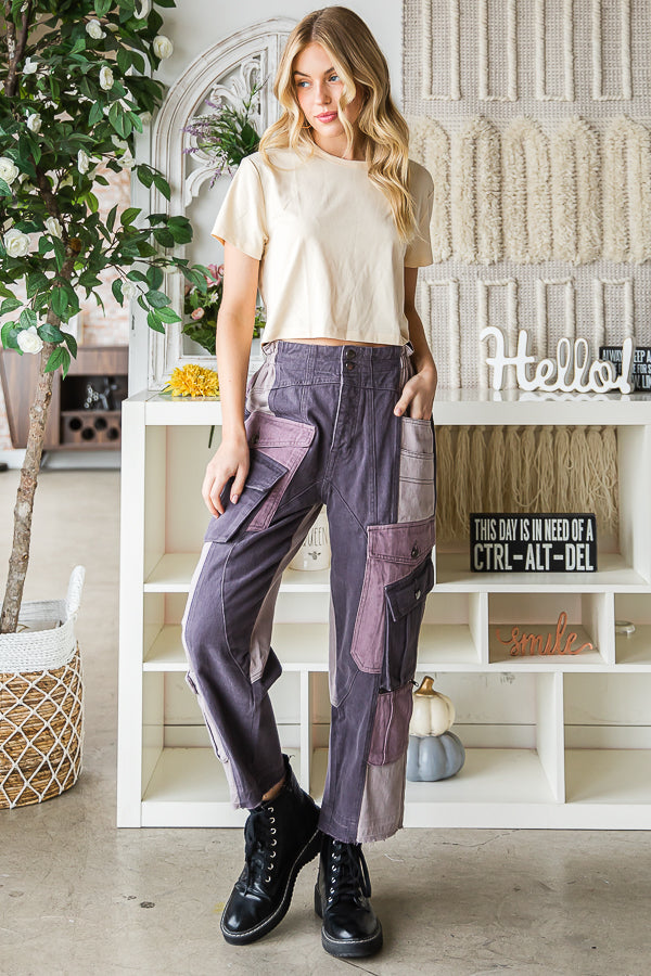 COLORBLOCK MULTI POCKET CARGO PANTS