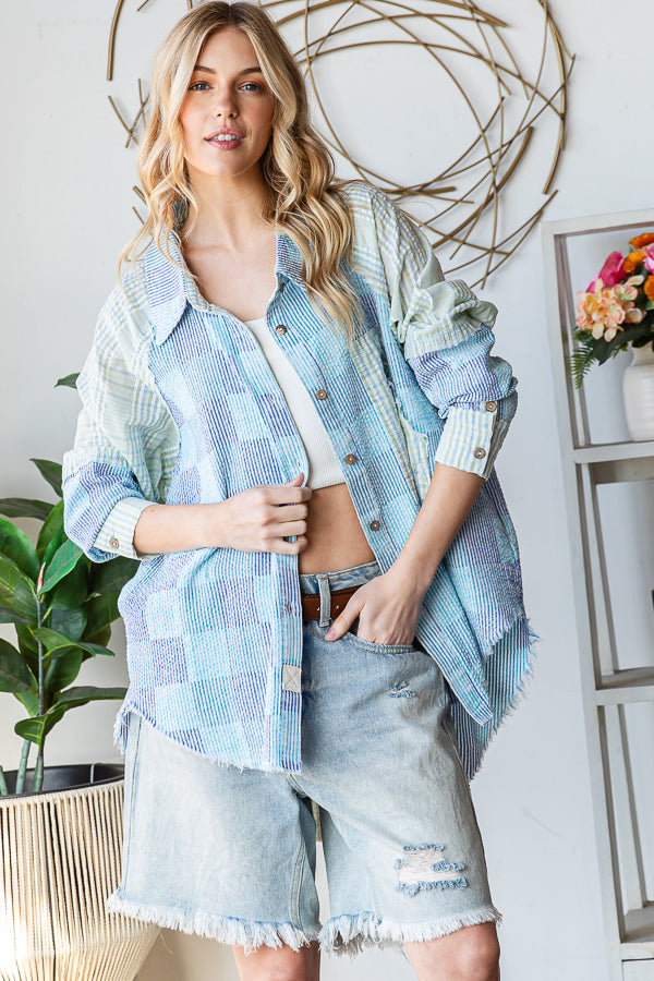 WASHED SEERSUCKER LONG SLEEVE SHIRT