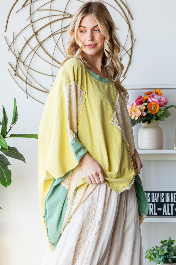 WASHED MULTICOLOR ZIGZAG OVERSIZED TOP