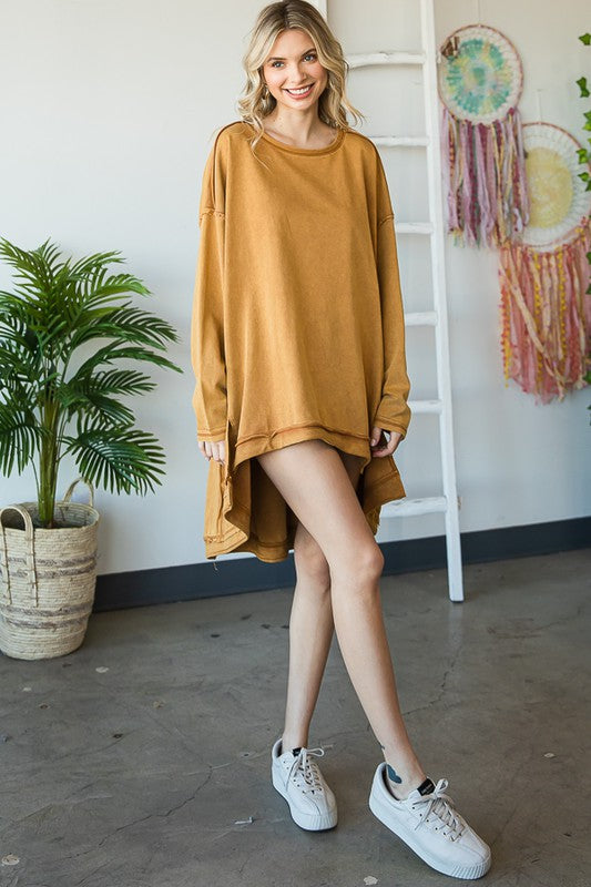 HI LOW HEM OVERSIZED PULLOVER TOP