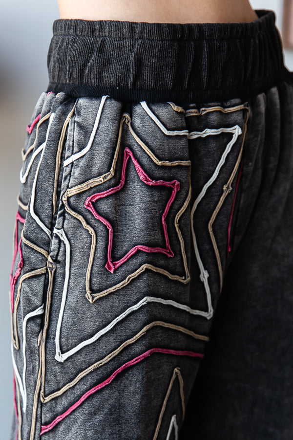 WASHED STAR APPLIQUE JOGGER PANTS