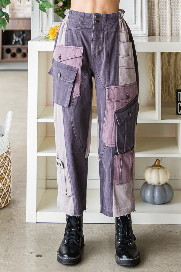COLORBLOCK MULTI POCKET CARGO PANTS