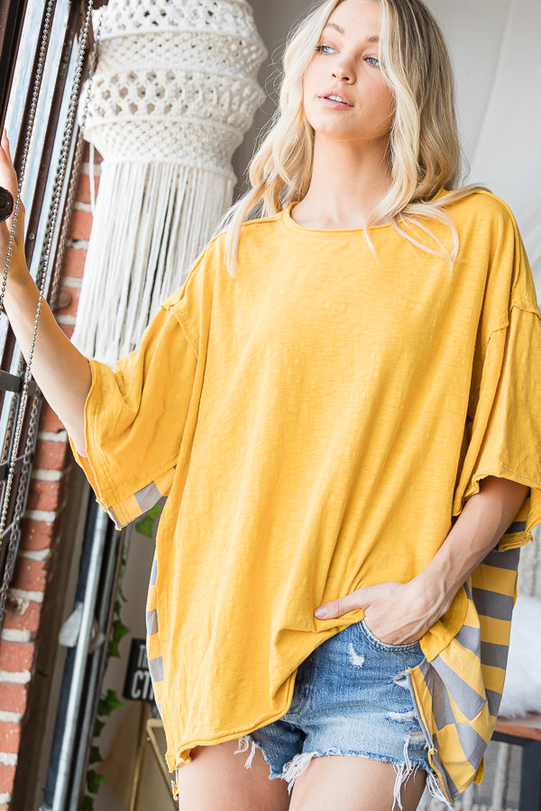 DROP SHOULDER CONTRAST DETAIL OVERSIZED TEE