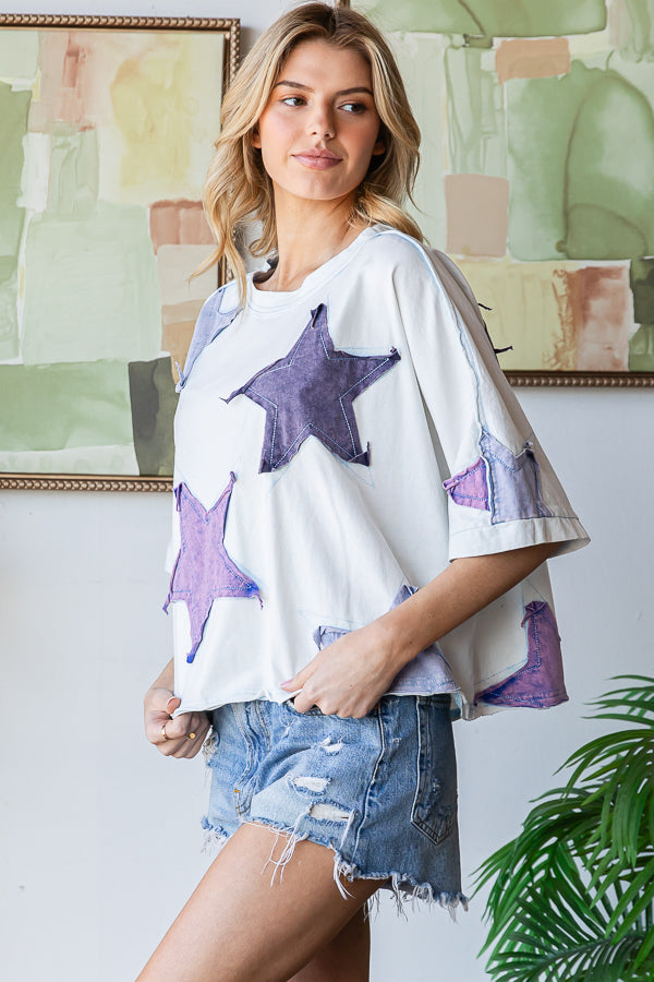 WASHED STAR PATCHWORK OVERSIZED TEE