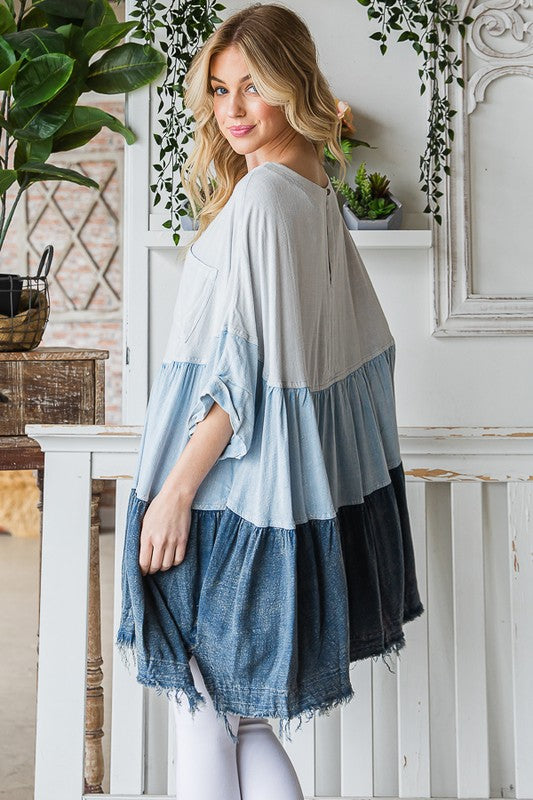 MINERAL WASHED TIERED TOP
