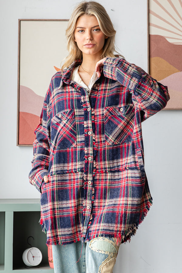 MINERAL WASHED FLANNEL SHIRT