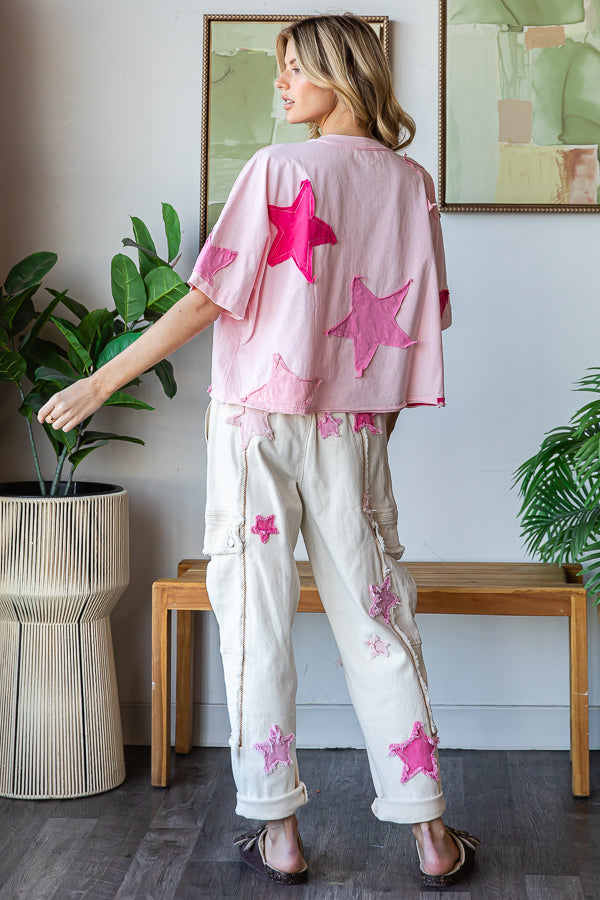 WASHED STAR PATCHWORK OVERSIZED TEE