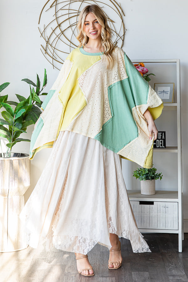 WASHED MULTICOLOR ZIGZAG OVERSIZED TOP