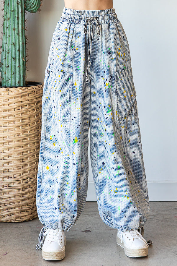 SPLASHES ELASTIC WASIT CARGO JEANS