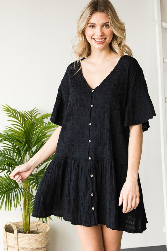 DROP SHOULDER BUTTON DOWN FLUTTER TOP