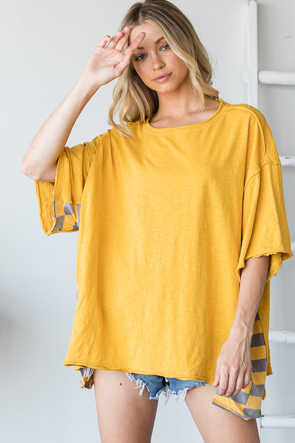 DROP SHOULDER CONTRAST DETAIL OVERSIZED TEE