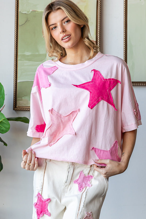 WASHED STAR PATCHWORK OVERSIZED TEE