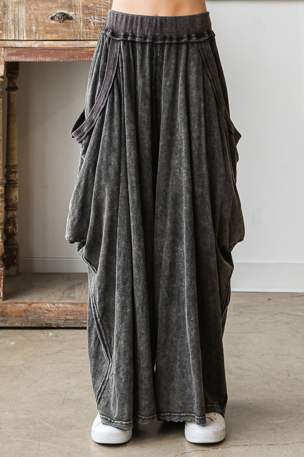 MINERAL WASHED SIDE POCKETS JETTY HAREM PANTS