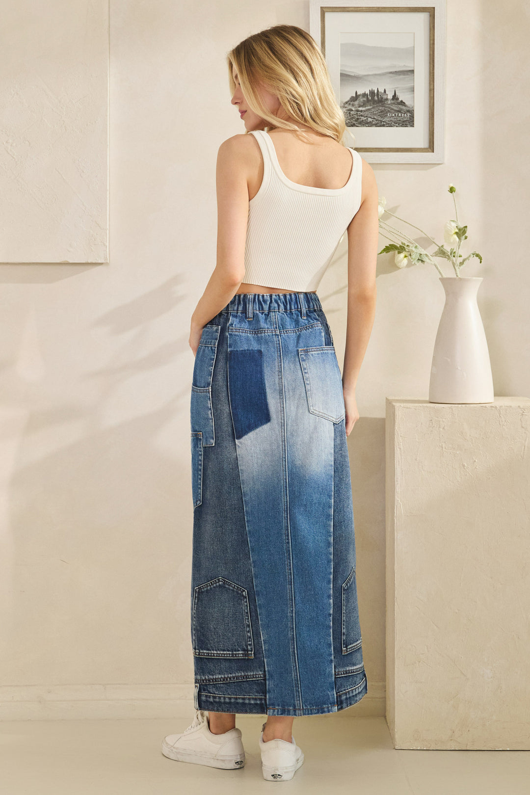 WASHED UPCYCLED DENIM SKIRTS