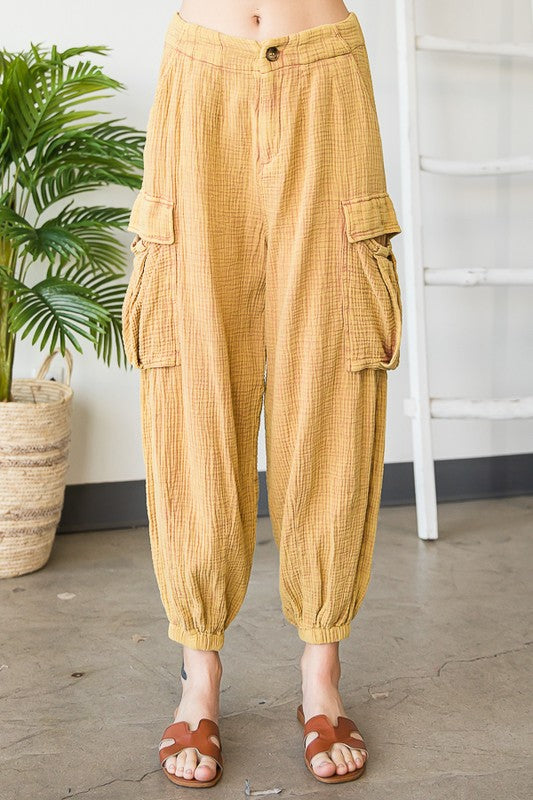 DOUBLE GAUZE CARGO PANTS
