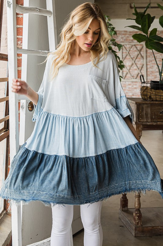 MINERAL WASHED TIERED TOP