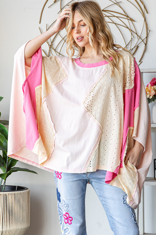 WASHED MULTICOLOR ZIGZAG OVERSIZED TOP