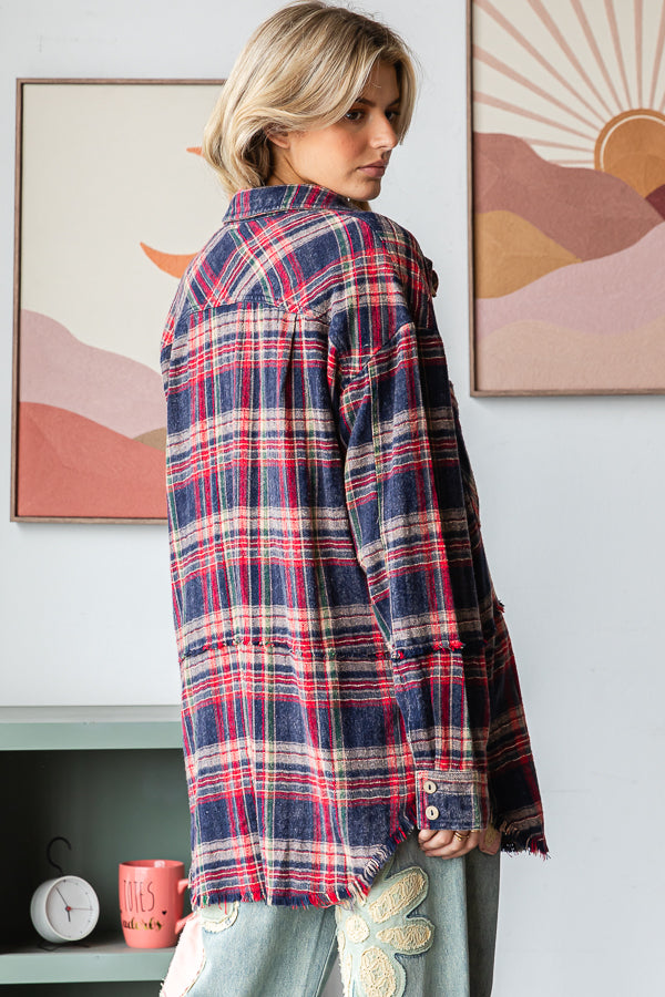MINERAL WASHED FLANNEL SHIRT