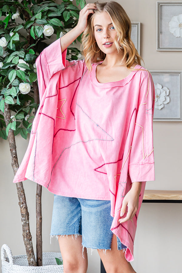 BIG STAR DETAIL SHARKBITE HEM OVERSIZED TEE