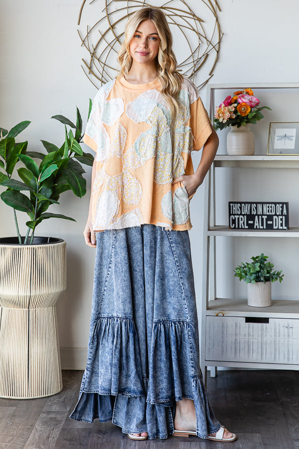 FLORAL PATCHWORK OVERSIZED TEE