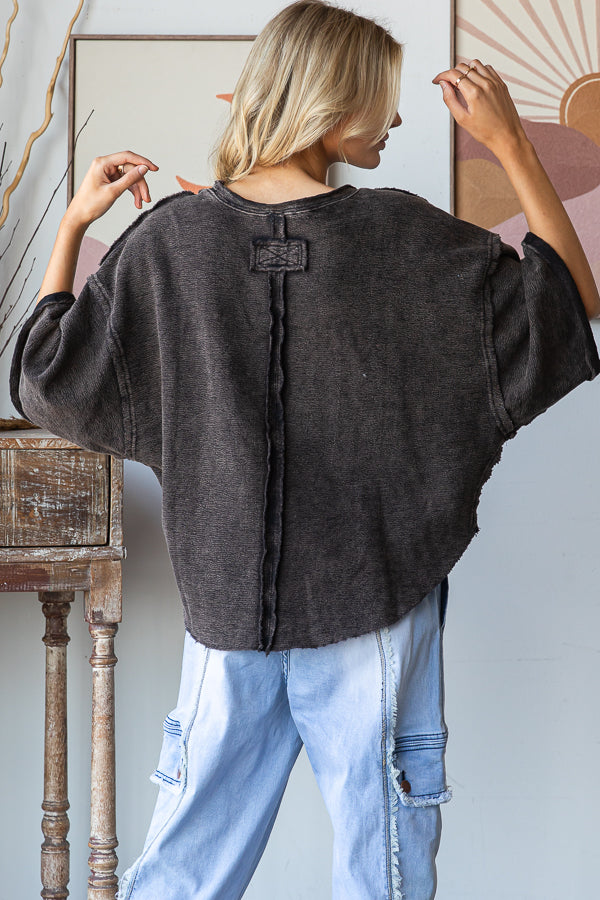 WASHED DROP SHOULDER RELAXED CROPPED TOP