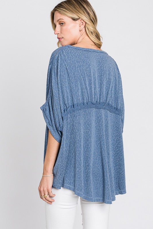 SOLID CINCHED DETAIL OVERSIZED TOP