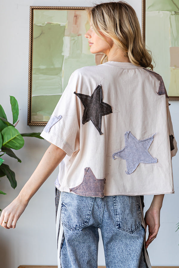 WASHED STAR PATCHWORK OVERSIZED TEE