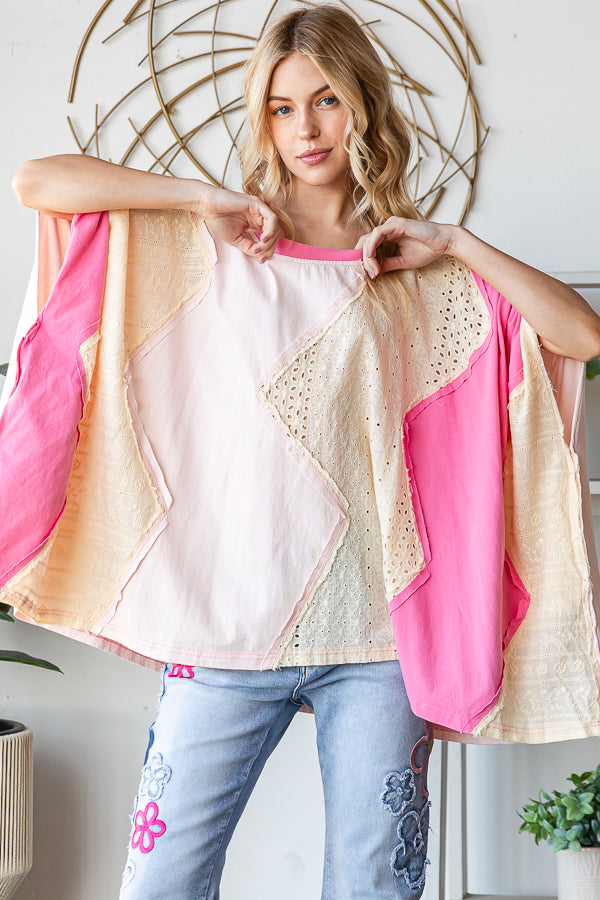 WASHED MULTICOLOR ZIGZAG OVERSIZED TOP