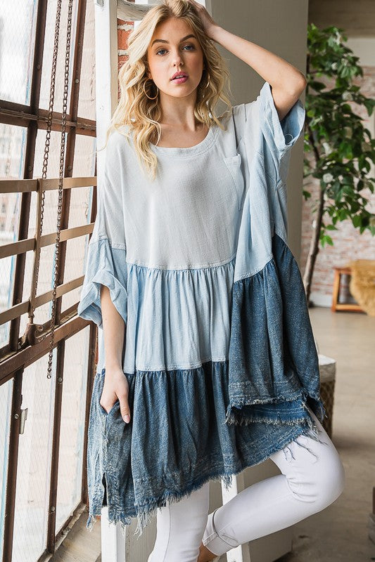 MINERAL WASHED TIERED TOP