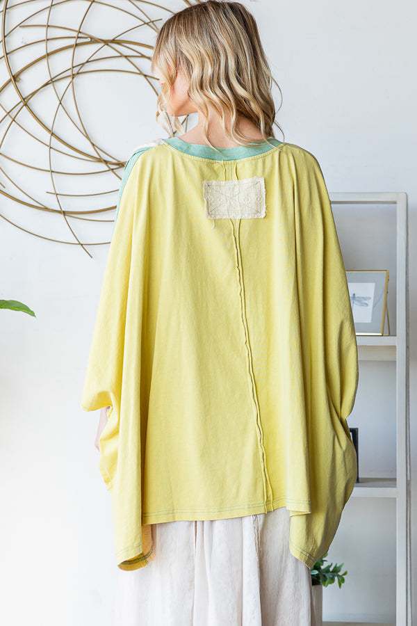 WASHED MULTICOLOR ZIGZAG OVERSIZED TOP