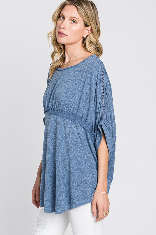 SOLID CINCHED DETAIL OVERSIZED TOP