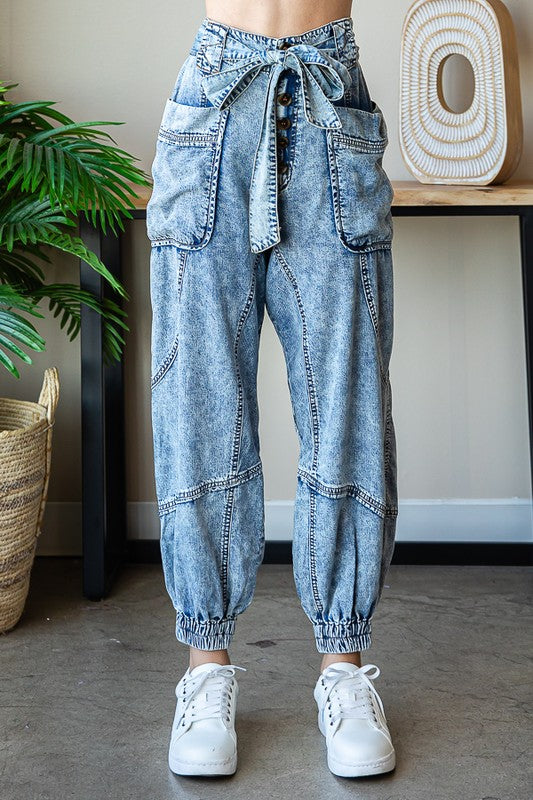 WASHED TENCEL BIG POCKET JOGGER PANTS