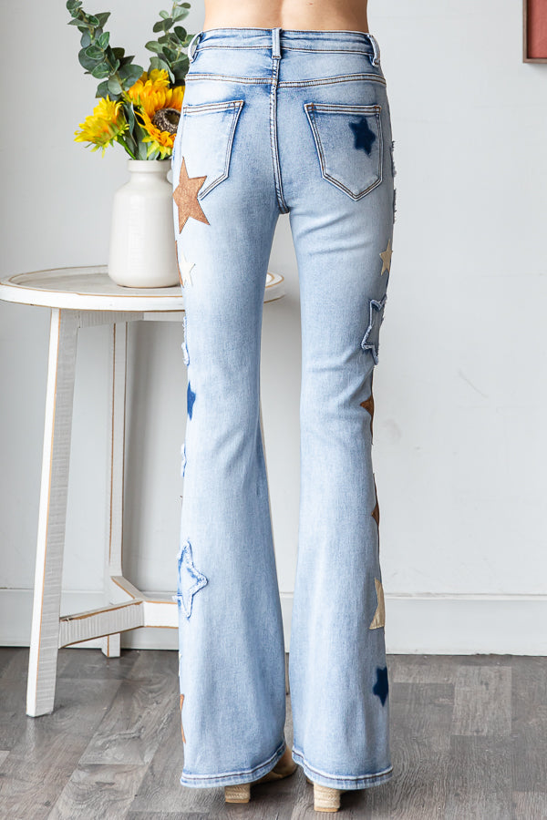WASHED STAR PACTHWORK DENIM JEANS