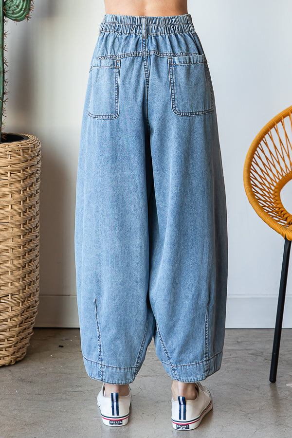 WASHED LOOSE WIDE LEG BAGGY JEANS
