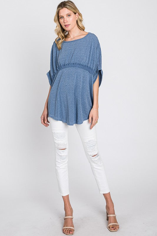 SOLID CINCHED DETAIL OVERSIZED TOP
