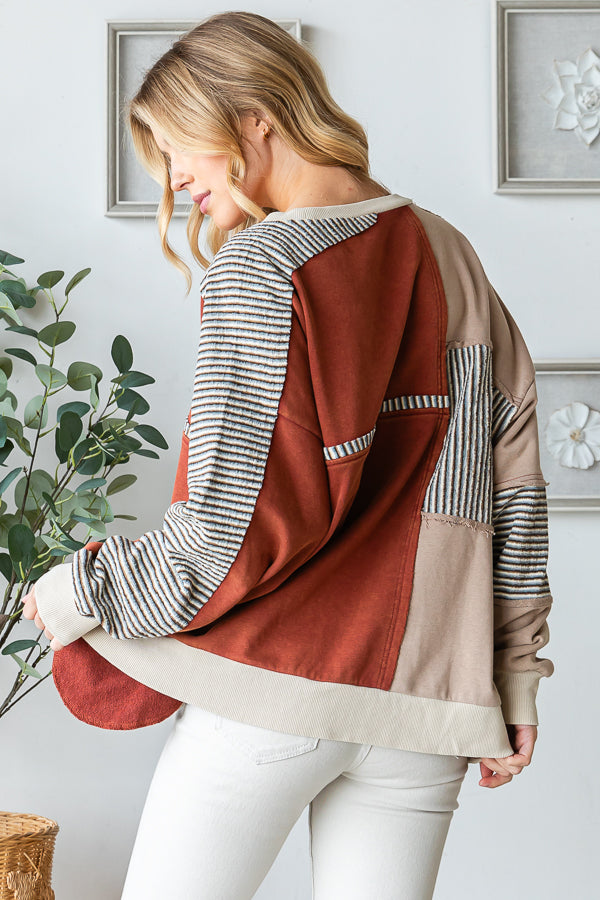 WASHED COLOR BLOCK SWEATSHIRT