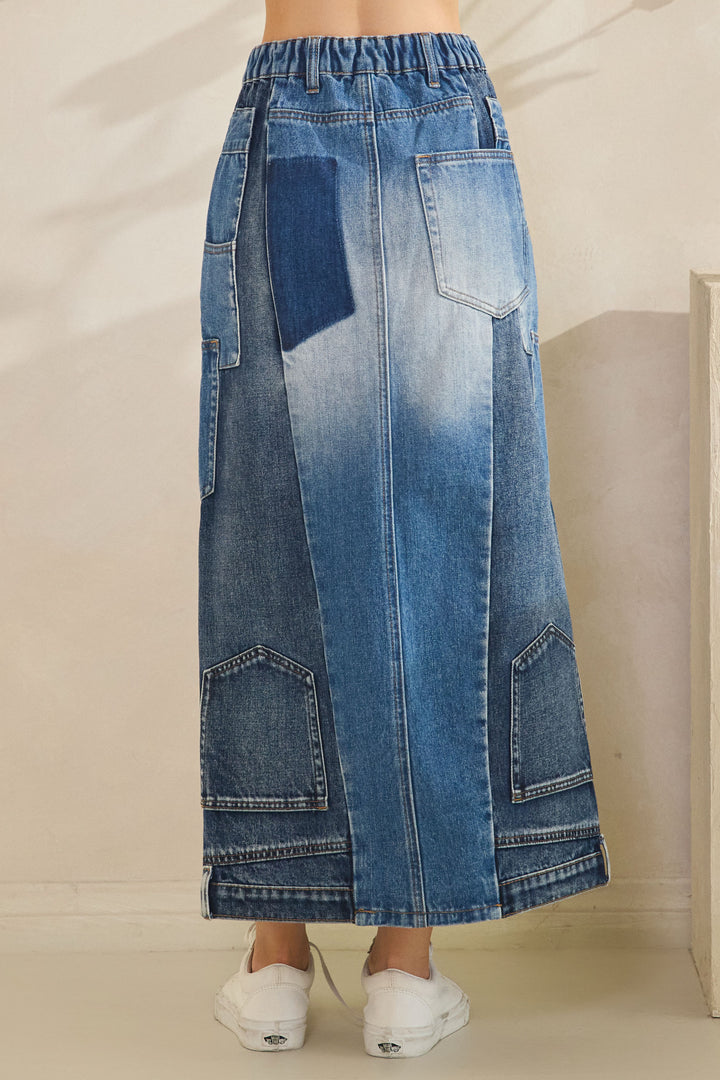 WASHED UPCYCLED DENIM SKIRTS