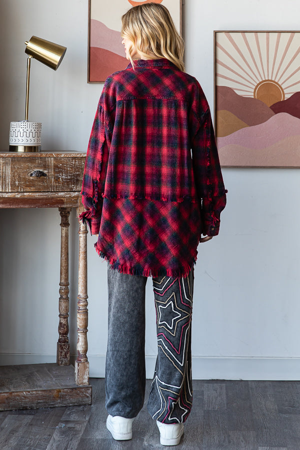 MULTICOLOR BUTTON DOWN FLANNEL SHIRT