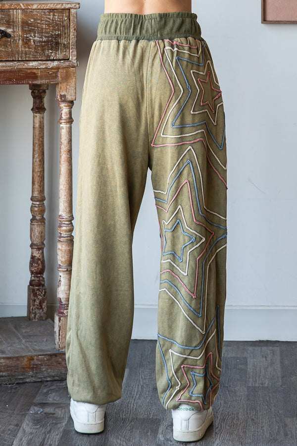 WASHED STAR APPLIQUE JOGGER PANTS