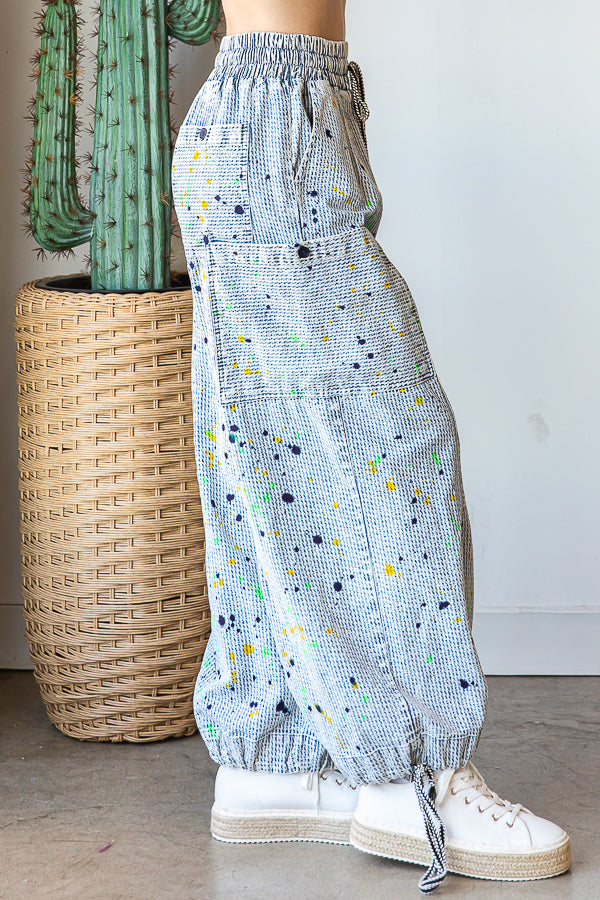 SPLASHES ELASTIC WASIT CARGO JEANS