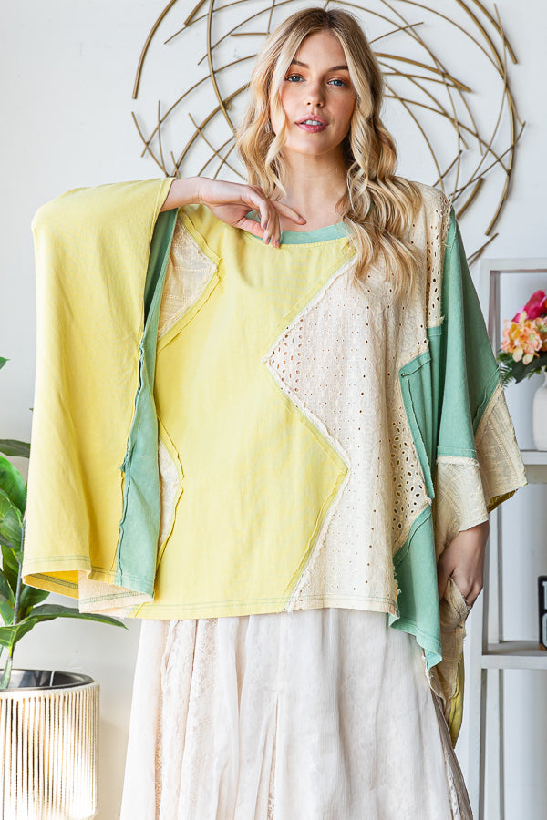 WASHED MULTICOLOR ZIGZAG OVERSIZED TOP