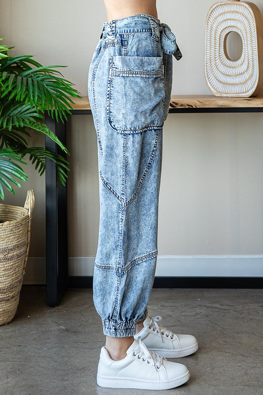 WASHED TENCEL BIG POCKET JOGGER PANTS