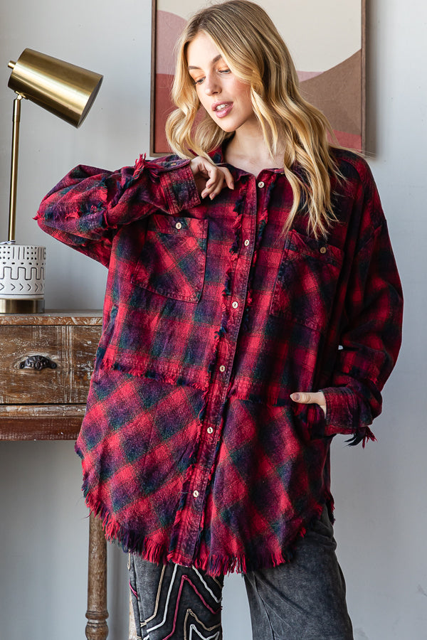 MULTICOLOR BUTTON DOWN FLANNEL SHIRT
