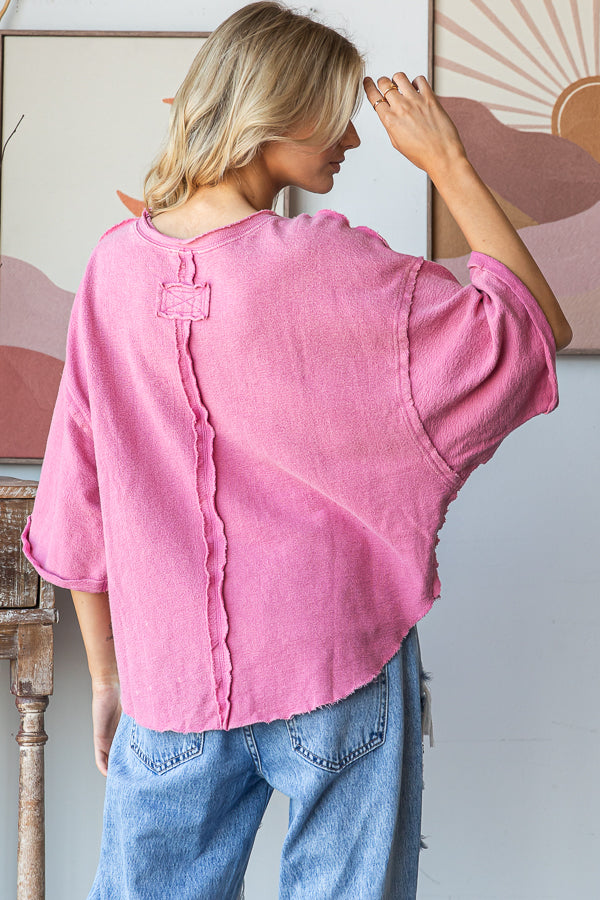 WASHED DROP SHOULDER RELAXED CROPPED TOP
